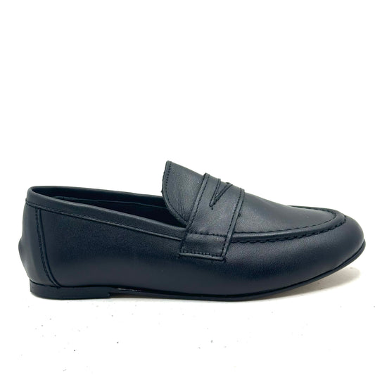 Blublonc Black Leather Penny Dress Shoe