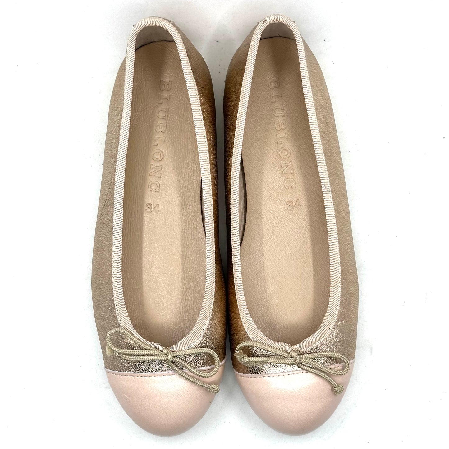 Blublonc Metalic Light Pink Cap Toe Flat