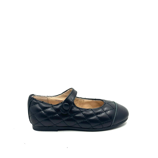 Perroquet Black Quilted with Black Leather Cap Toe Mary Jane