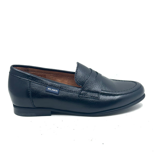 Atlanta Mocassin Black Leather Teresa Penny Loafer