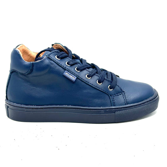 Atlanta Mocassin Navy Leather Zip-Up Sneaker