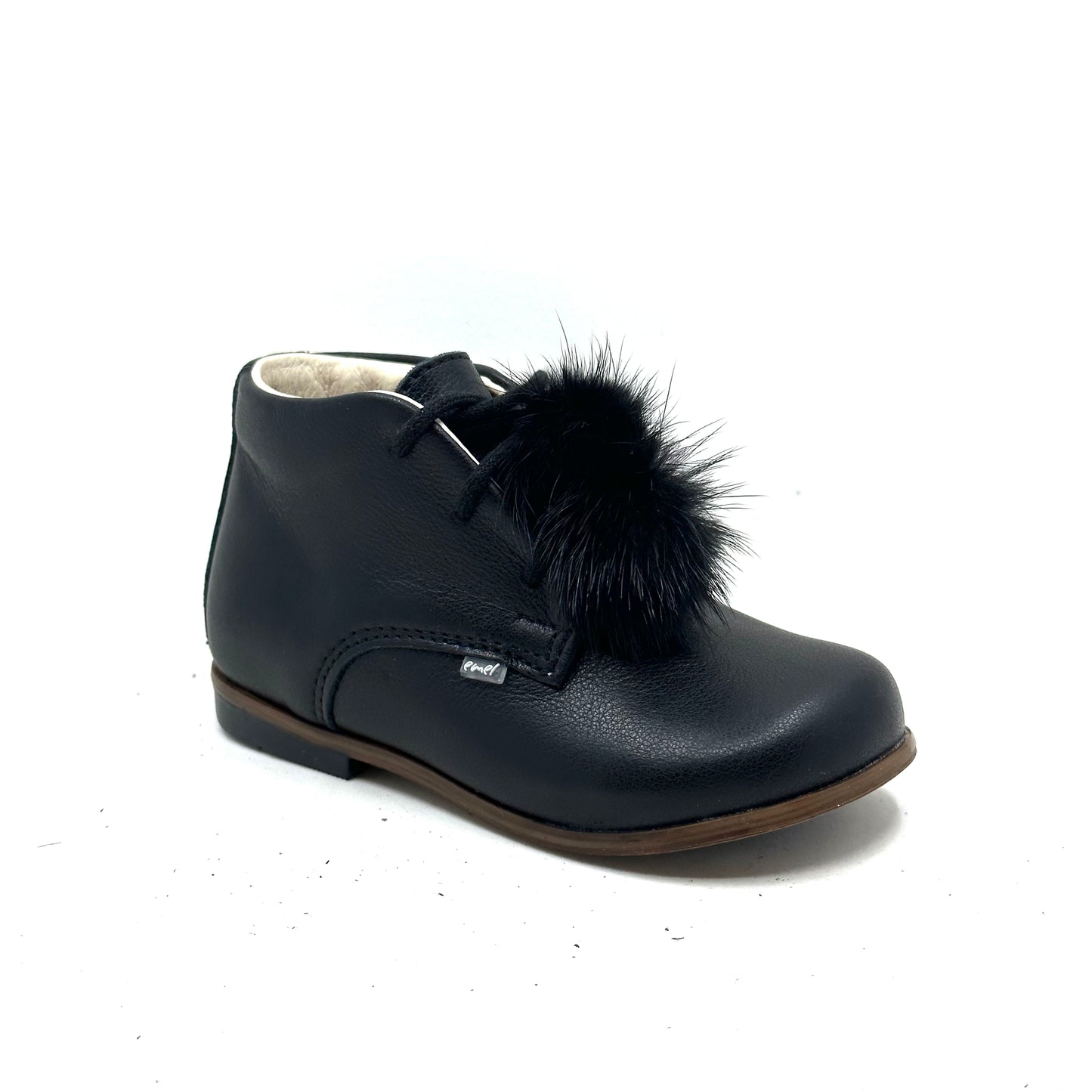 Emel Black Pom-Pom Baby Bootie