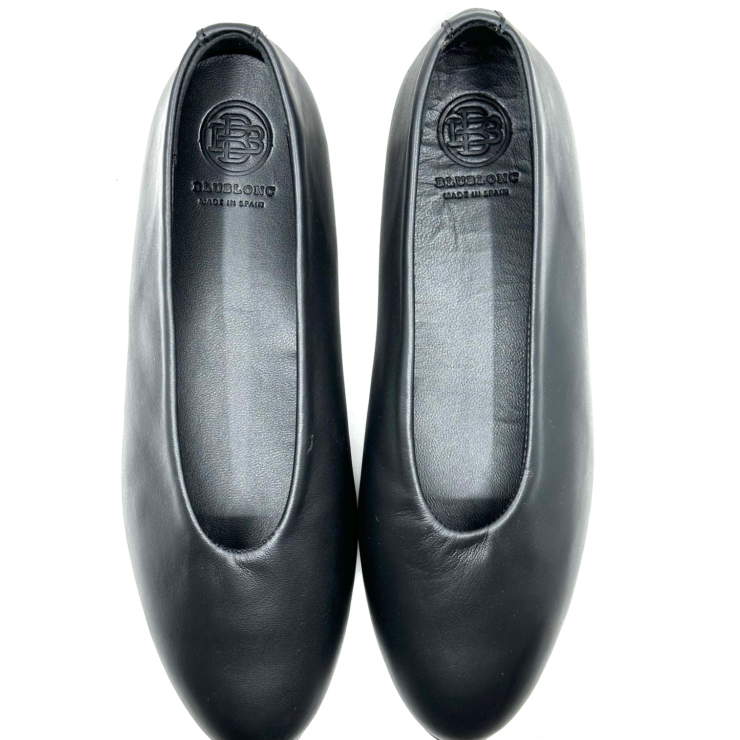 Blublonc Black Leather Flat