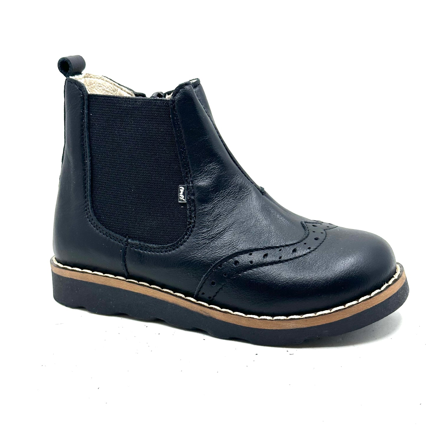 Emel Black Leather Zip-Up Bootie