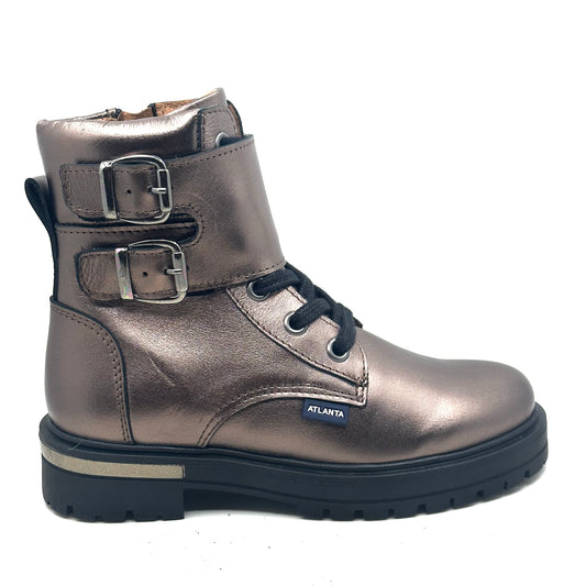 Atlanta Mocassin Brown Metallic Laced Velcro Boot