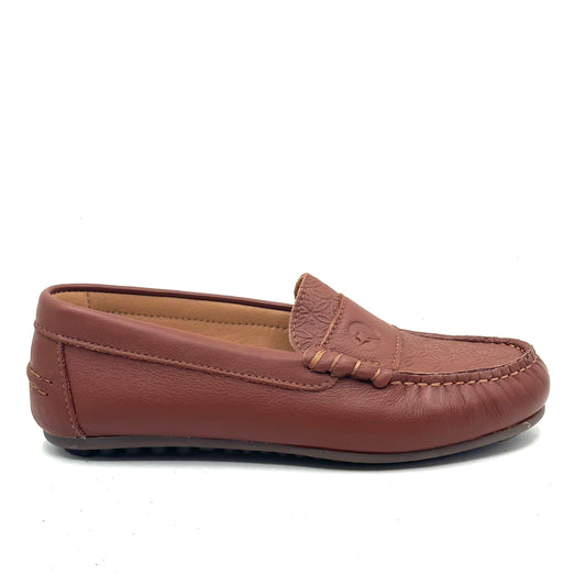 LMDI Brown Floral Embroidered Loafer