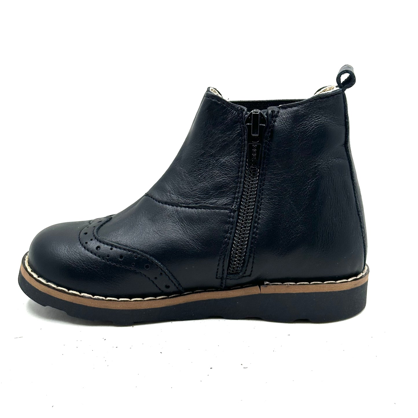 Emel Black Leather Zip-Up Bootie