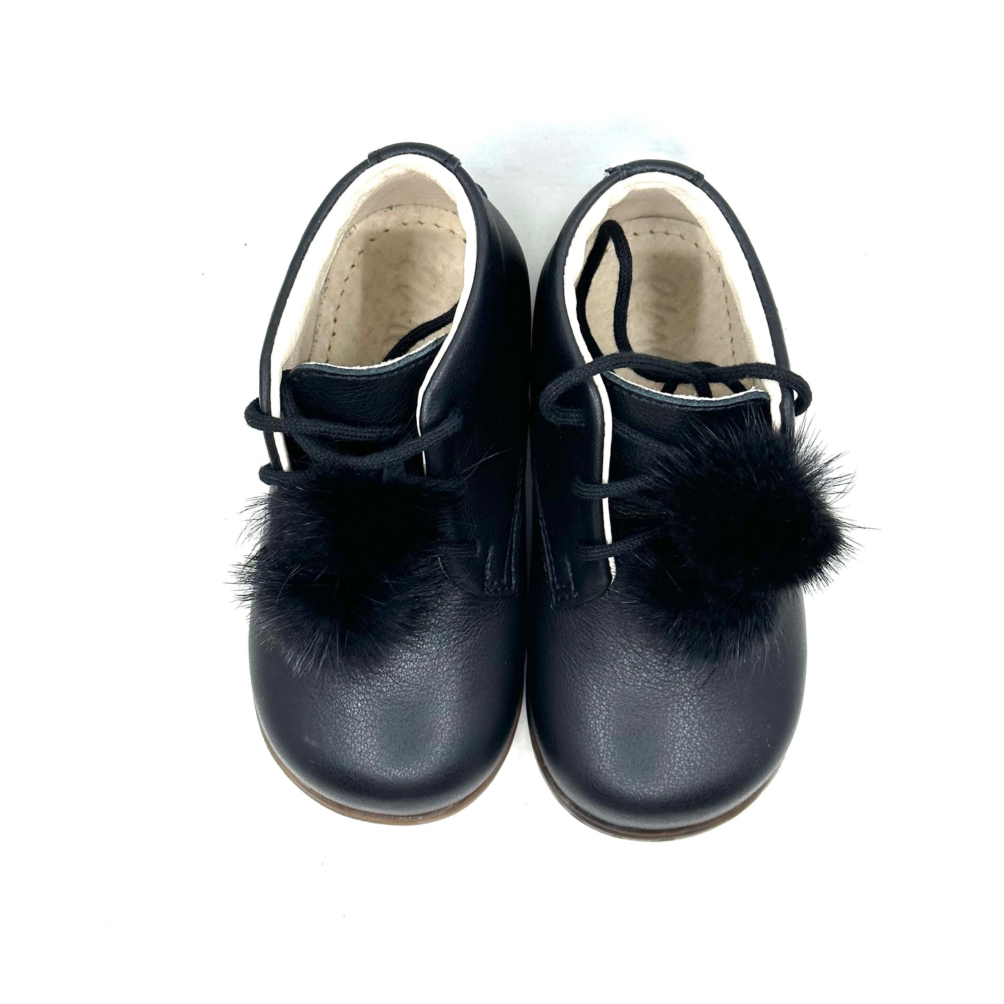 Emel Black Pom-Pom Baby Bootie