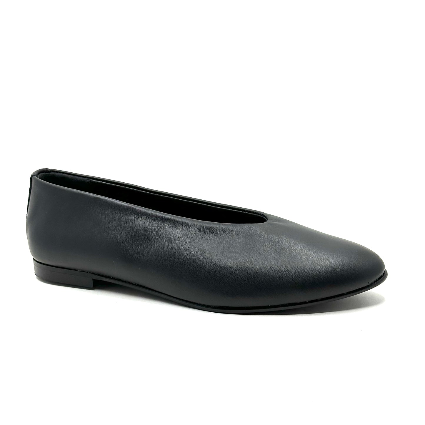 Blublonc Black Leather Flat