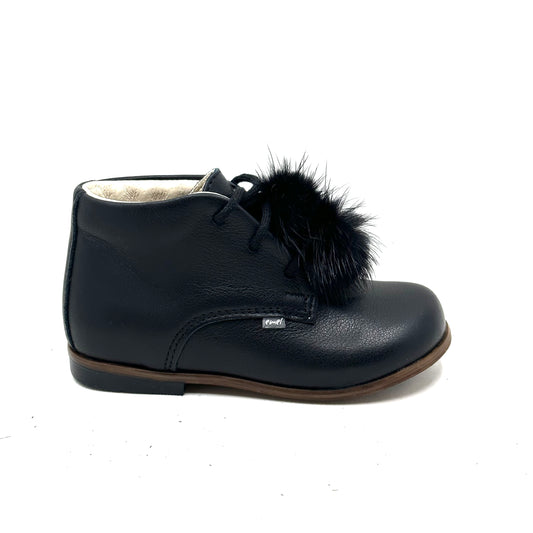 Emel Black Pom-Pom Baby Bootie