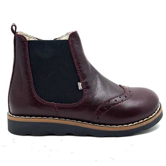 Emel Burgundy Leather Zip-Up Bootie