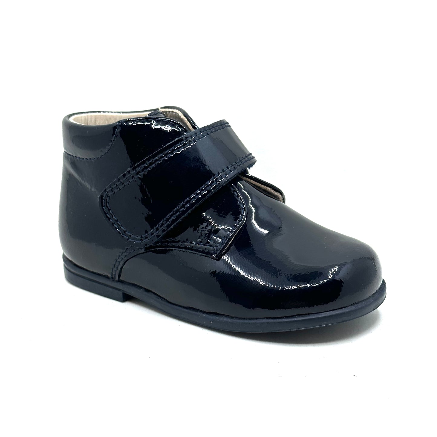 Beberlis Navy Patent Velcro Baby Bootie