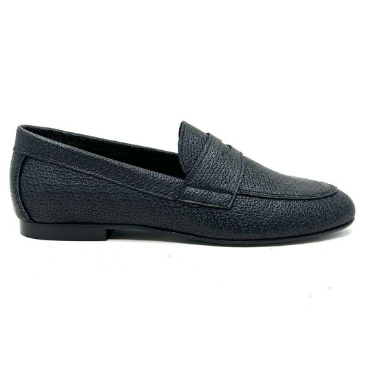 Blublonc Black Leather Penny Loafer