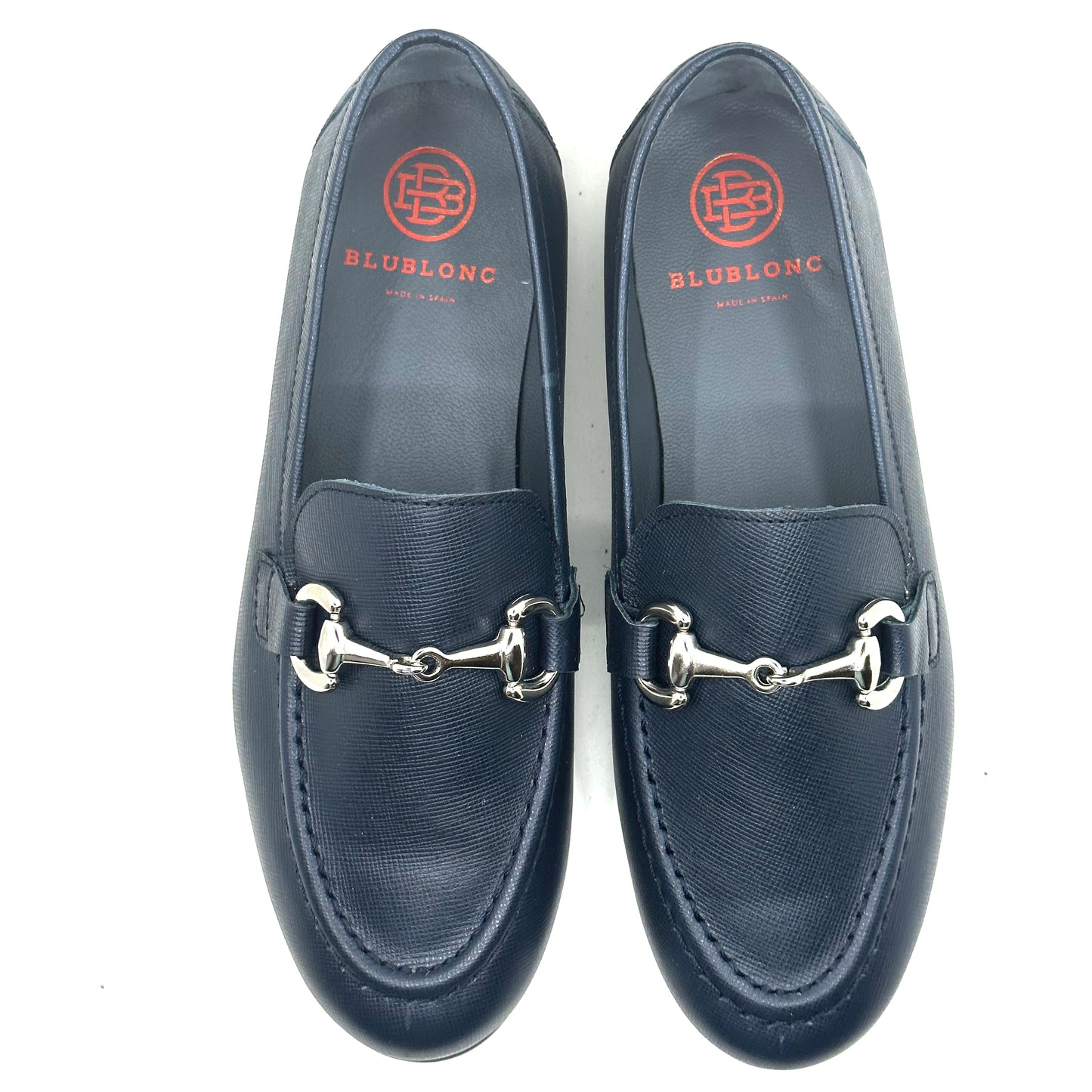 Blublonc Navy Leather Chained Dress Shoe