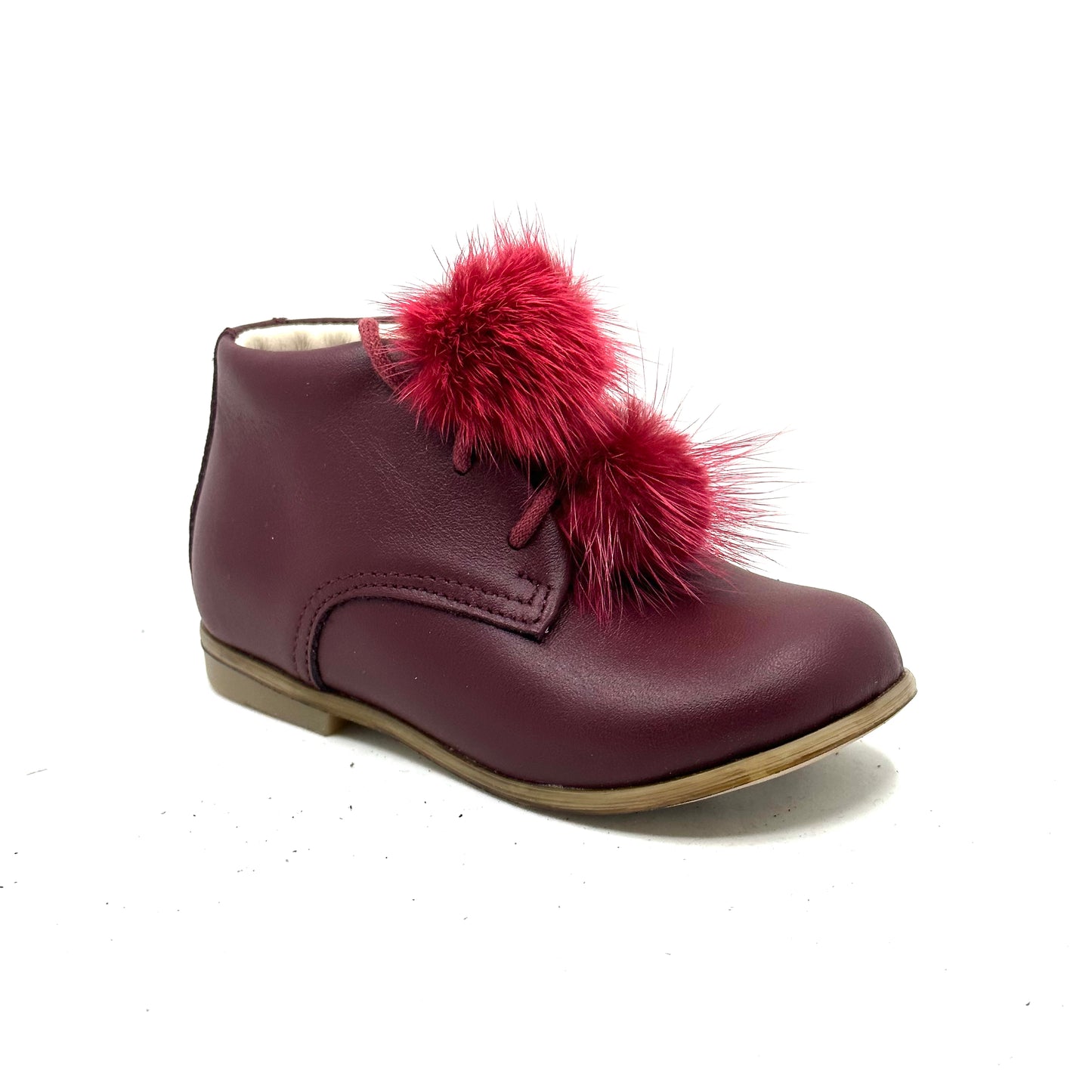 Emel Cherry Pom-Pom Baby Bootie