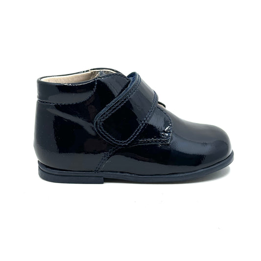 Beberlis Navy Patent Velcro Baby Bootie