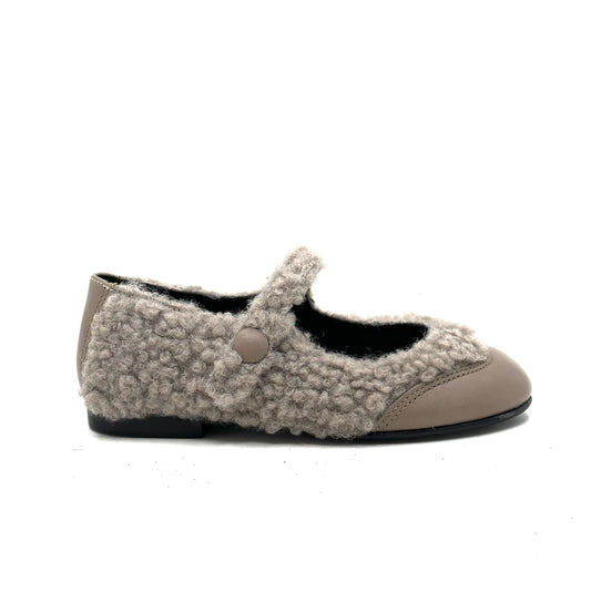 Blublonc Taupe Sherpa Mary Jane