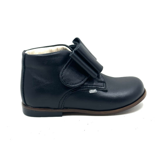 Emel Black Leather Bow Baby Bootie