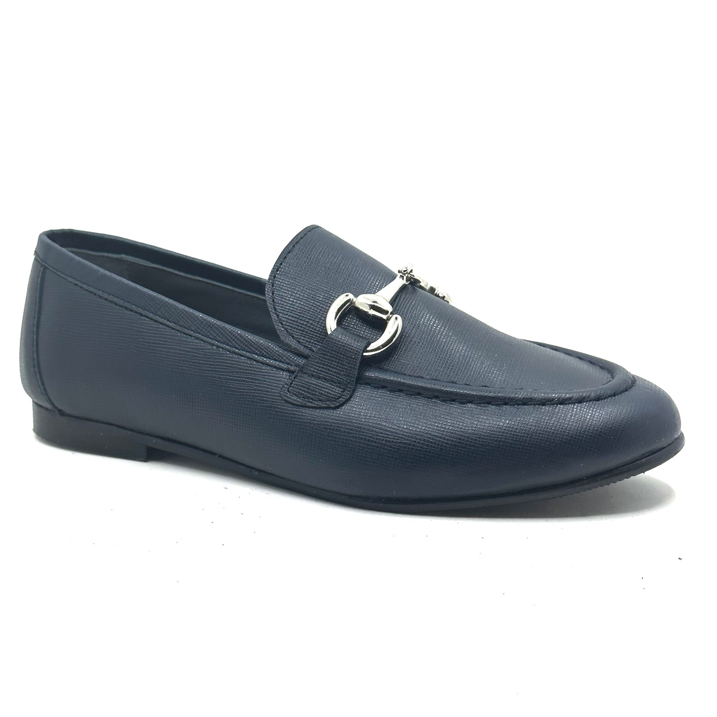 Blublonc Navy Leather Chained Dress Shoe