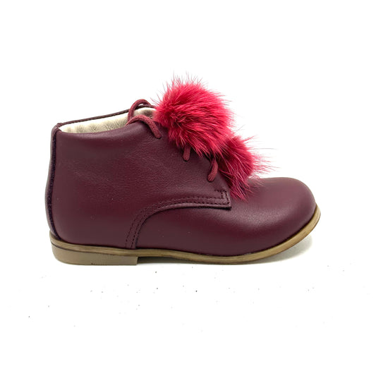 Emel Cherry Pom-Pom Baby Bootie