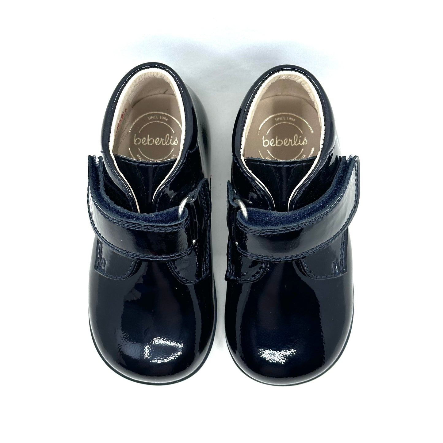 Beberlis Navy Patent Velcro Baby Bootie