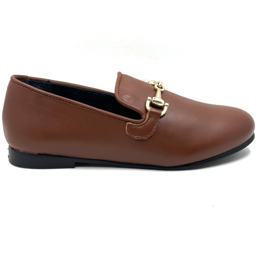 Geppetoes Brown Leather Chain Loafer