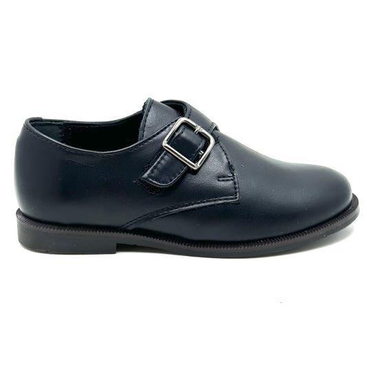 Geppetoes Black Leather Buckle Velcro Shoe