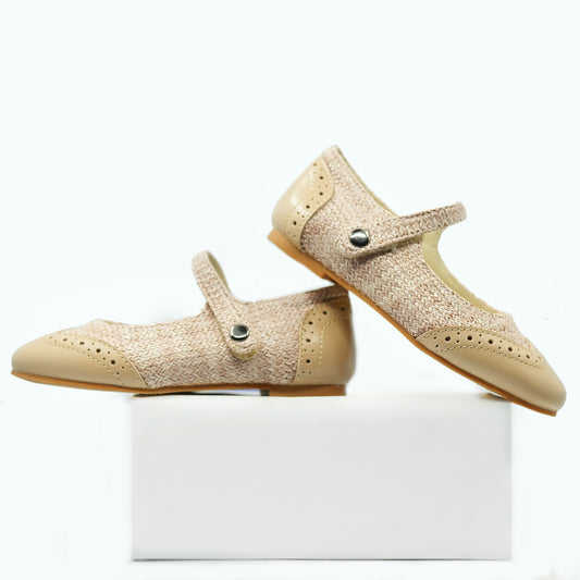 Boutaccelli Pink Woven Mary Jane, Nude Wingtip
