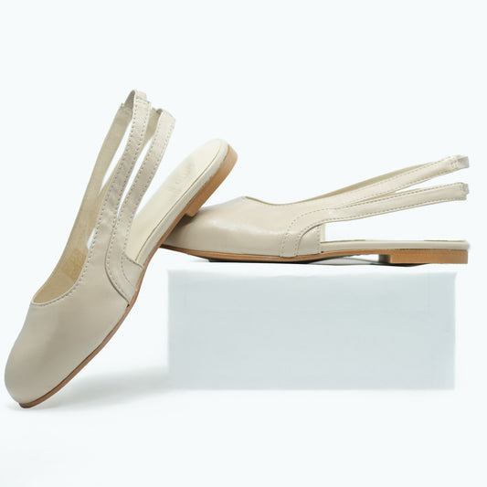 Blublonc Ivory Double Slingback Flat