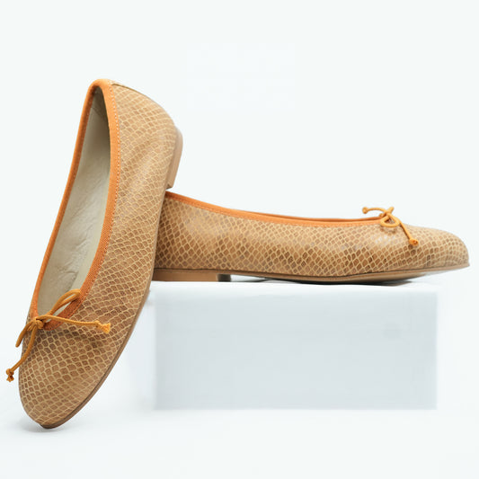 Blublonc Snake Skin Orange Ballet Flat