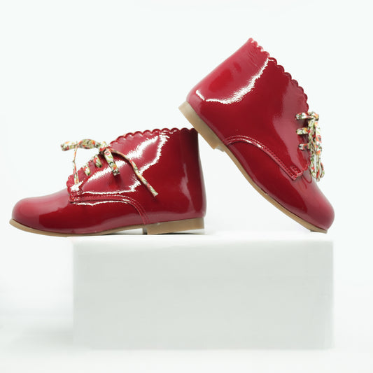 Blublonc Patent Red Leather Baby Bootie