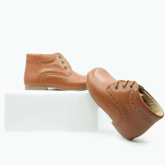Blublonc Brown Leather Baby Bootie